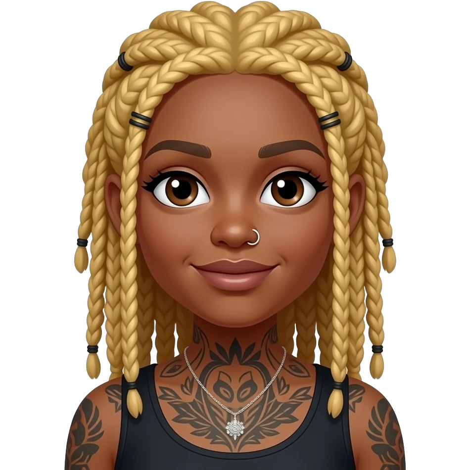 Black girl with blonde locs,nose piercings and tattoos emoji