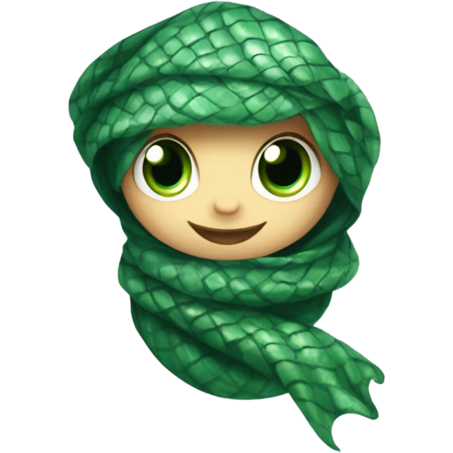 cute baby snake wearing Slytherin scarf emoji