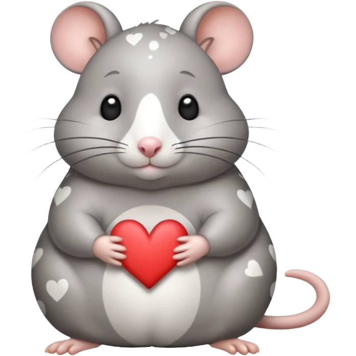 little fat rat with hearts and it should be grey with white spots emoji