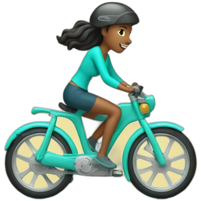 woman riding bright turqoise bike emoji