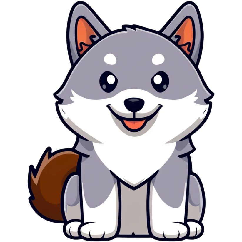 happy cinnamon colored husky dog emoji