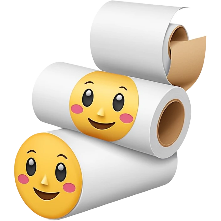 A toilette paper roll with a cute smiling face emoji