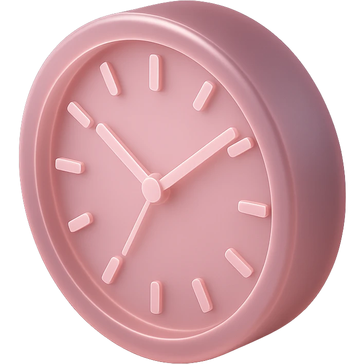 aesthetic pink clock with translucent effect, modern style emoji
