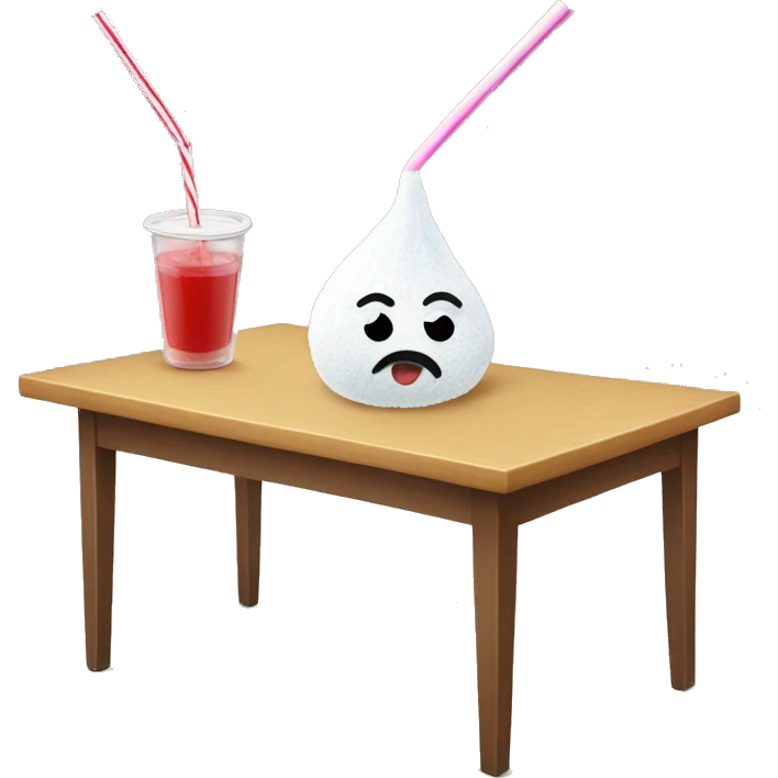 Sniffing sugar on a table with a straw emoji