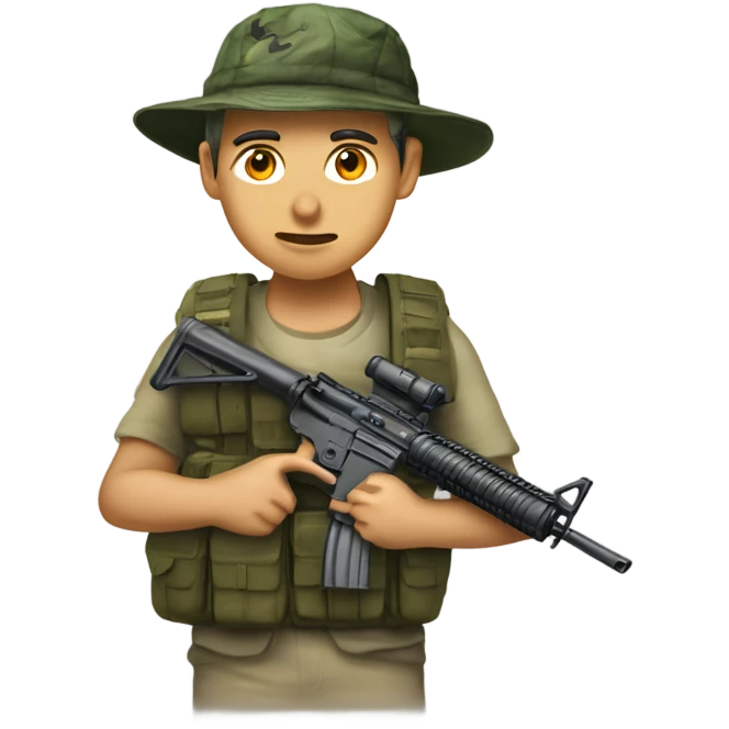 tokaev with M16 rifle and soft camo jungle hat emoji