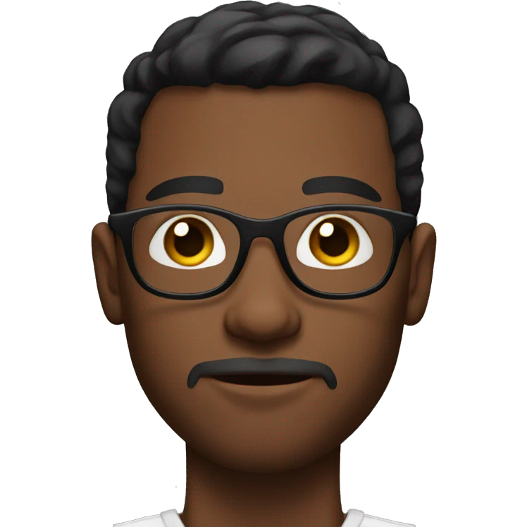 muscular young man with round glasses, dark skin and short beard emoji