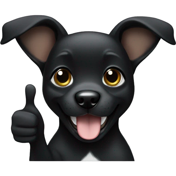 black puppy with thumbs up emoji