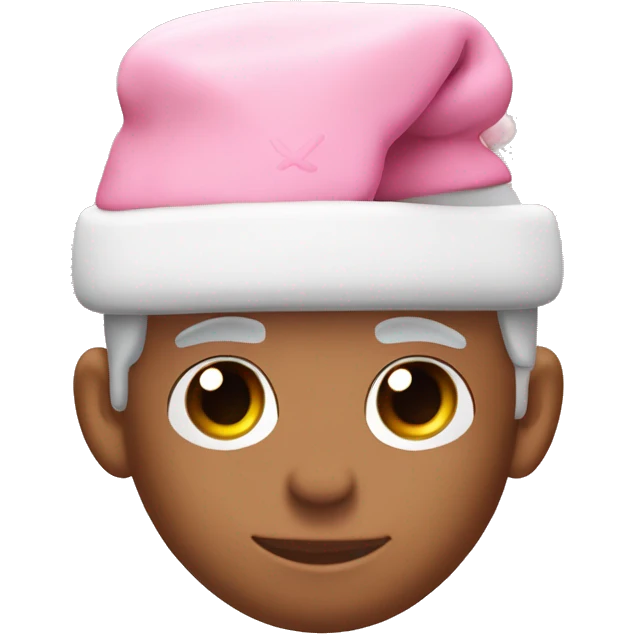 light pastel pink AirPods pro with pink christmas hat emoji