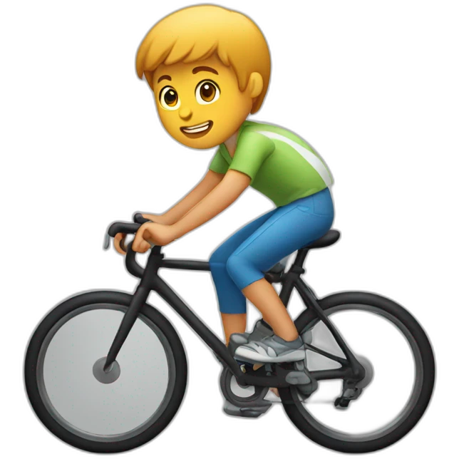 a boy riding road bike without helmet emoji
