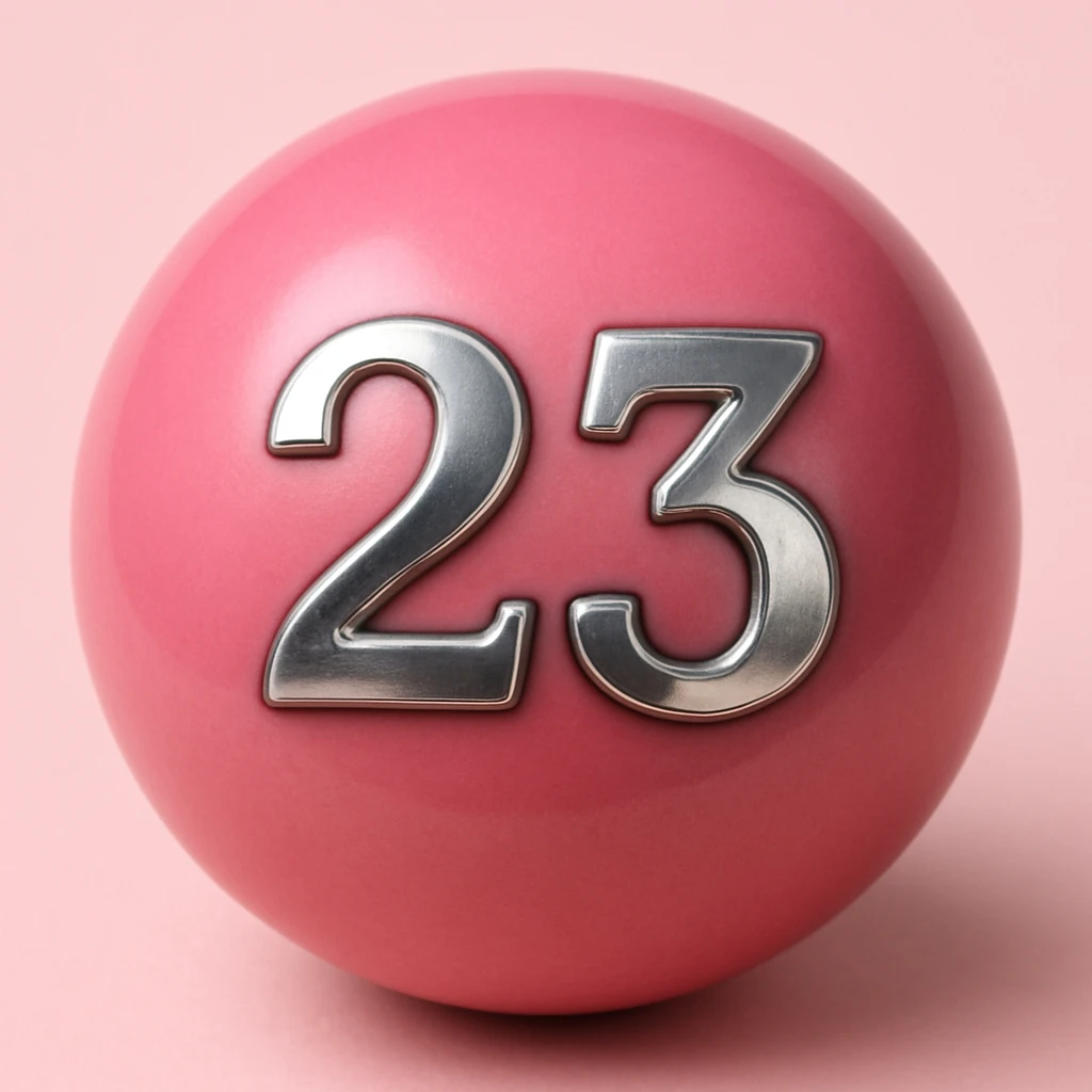 Make the number 23 metallic on the pink billiard ball emoji