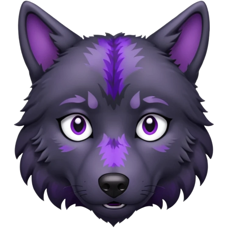 black wolf with purple pattern sad emotion emoji