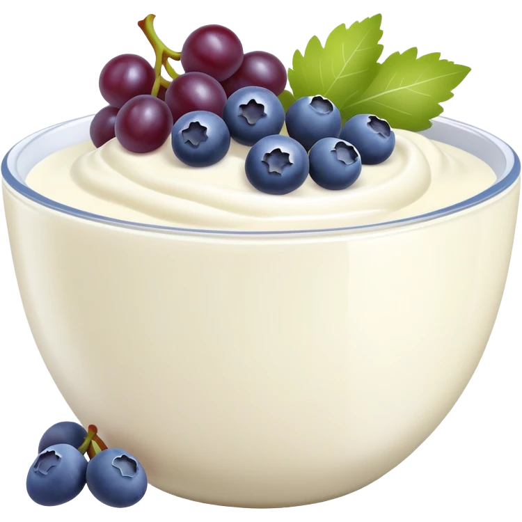 yoghurt bowl with grapes and blueberries emoji