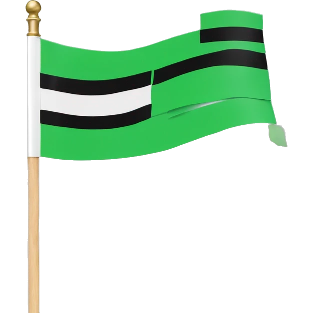 3 horizontal lines  flag green white and black in a stick  emoji
