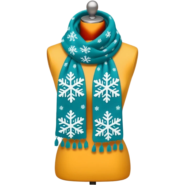 Realistic teal and white snowflake winter scarf isolated. emoji