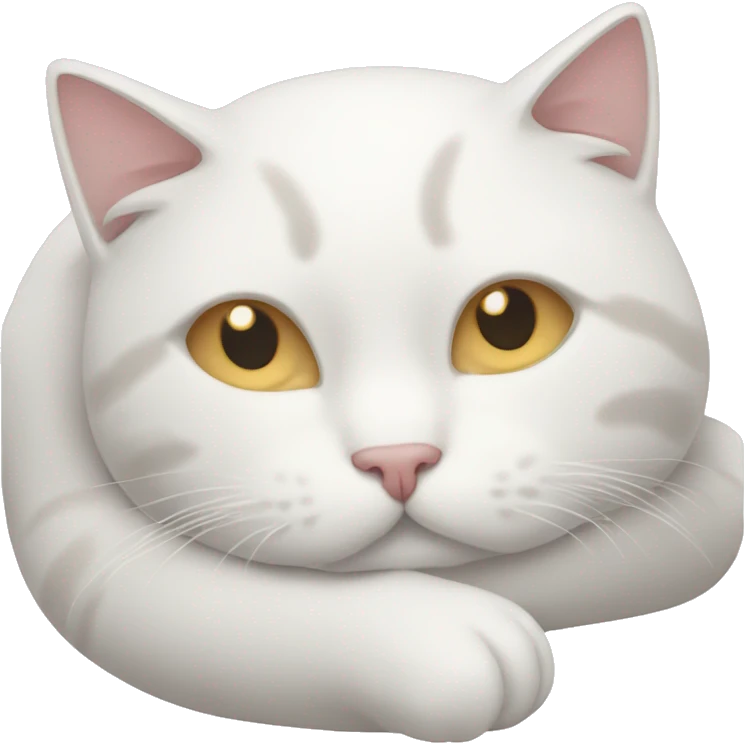 A white curled up cat napping emoji