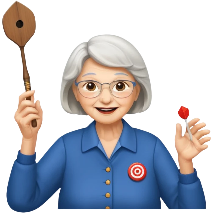 Grandma playing darts emoji