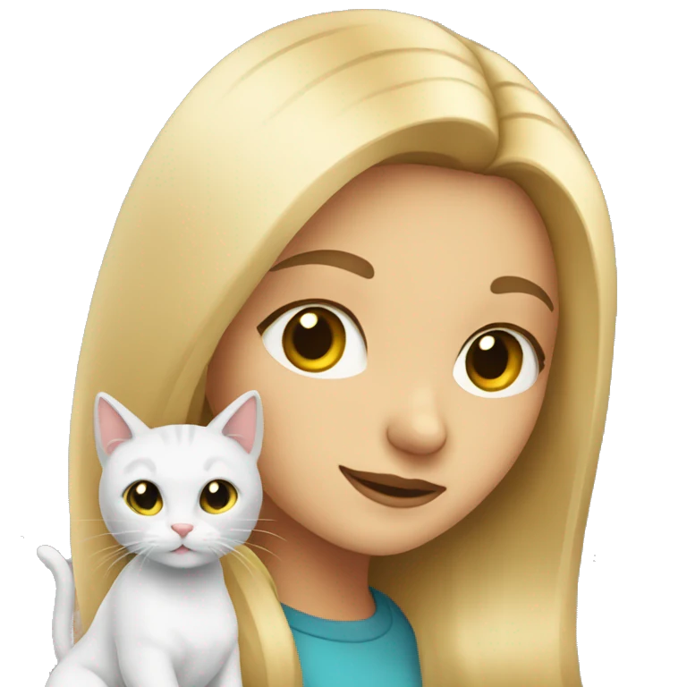 Blonde girl with a cat emoji