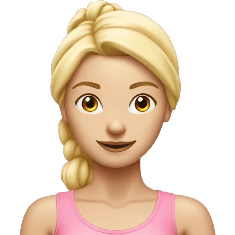 blonde yoga girl light pink clothes n emoji