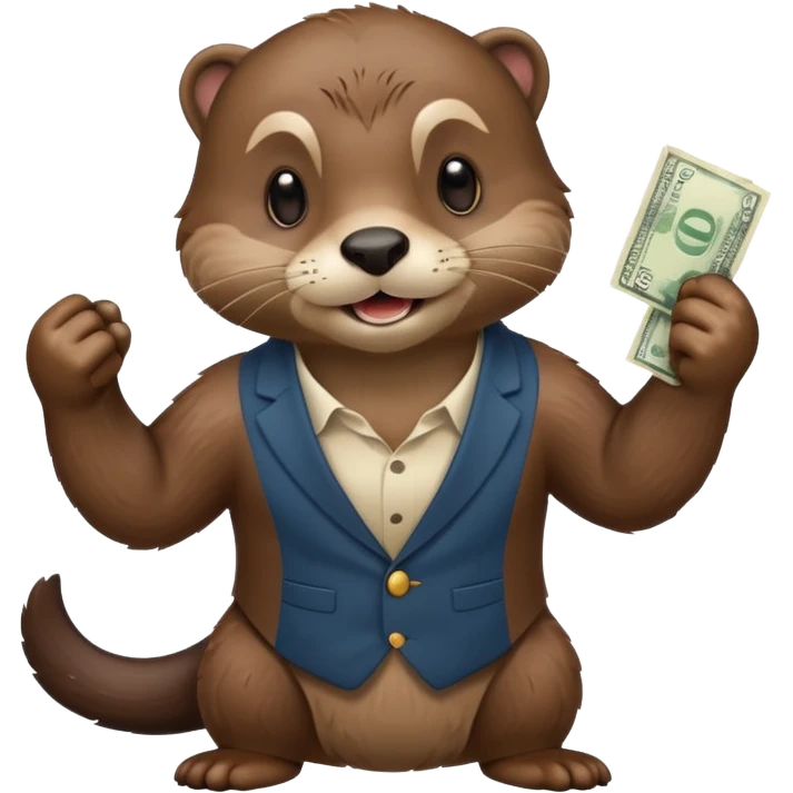 generate a take my money otter emoji, similarly to the futurama phlipp emoji. with philipp holding some banknotes in his fist high emoji