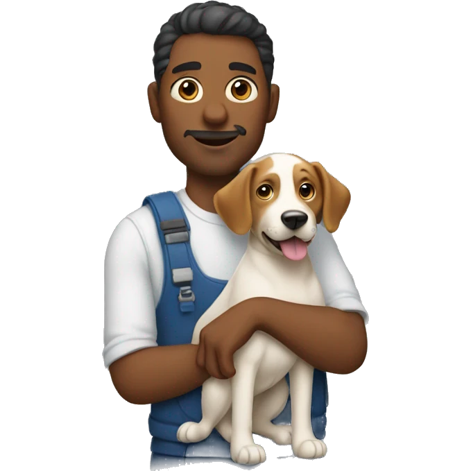 a man holding a dog emoji