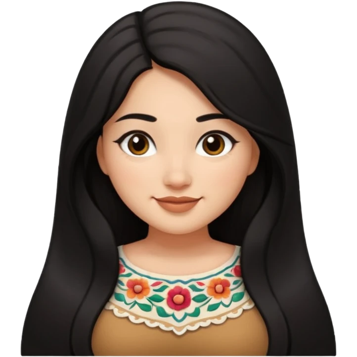 Brown Mexican curvy girl with long black hair  emoji