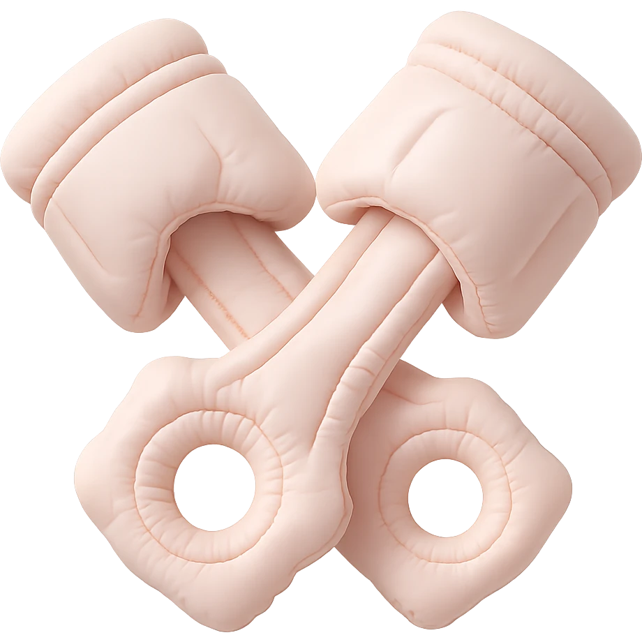 two pistons crossed into an X shape, light baby pink, 3D soft style emoji