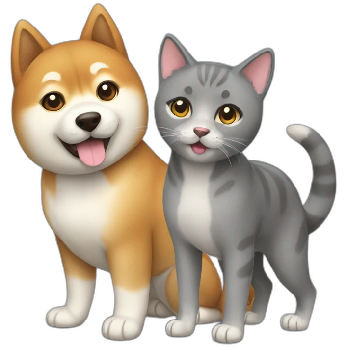 Shiba and gray cat emoji