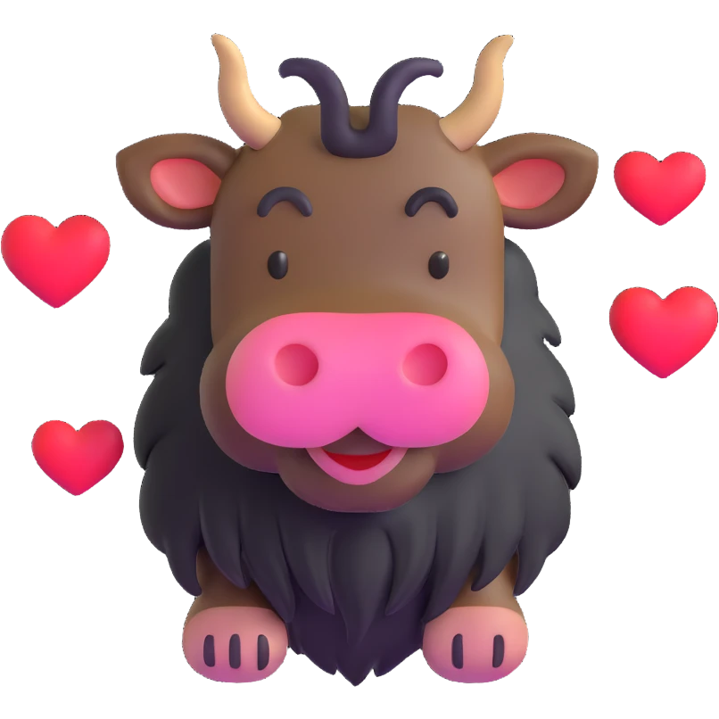 gnu with hearts, expressing love emoji