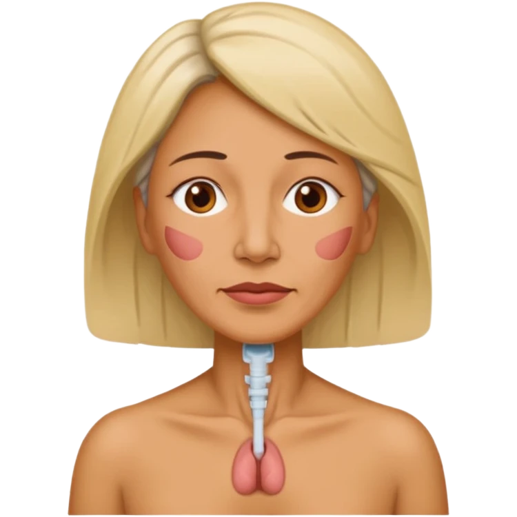 a woman, middle age, waring a tracheal stoma emoji