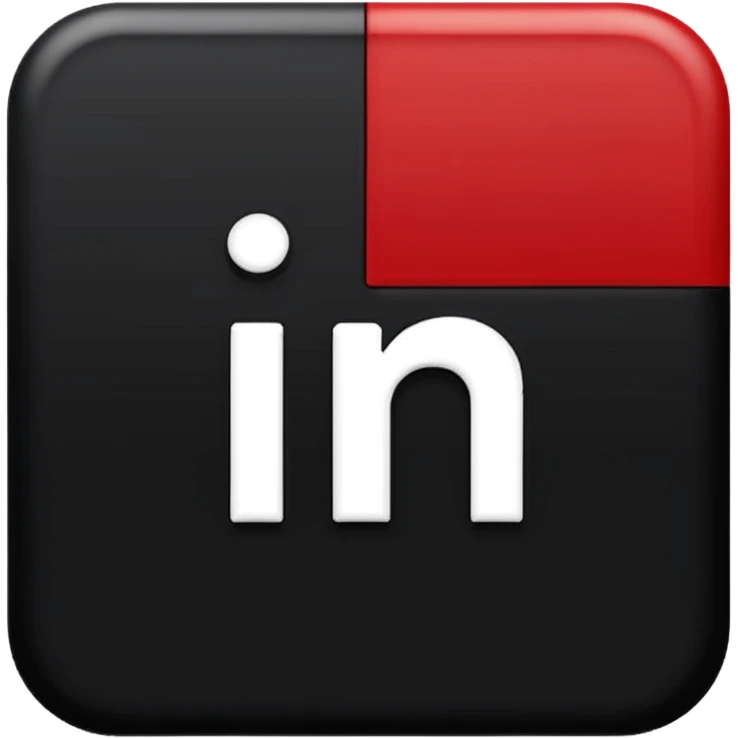 logo linkedin en noir et rouge emoji