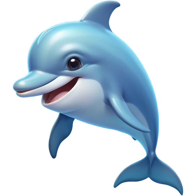 Cinematic Comical Dolphin Portrait Emoji, Head tilted dramatically with an exaggeratedly amused expression, featuring a smooth, dynamic body with wide, comically expressive eyes full of playful disbelief and a quirky, arched dorsal fin, Simplified yet hilariously expressive features, highly detailed, glowing with a slightly sassy oceanic glow, high shine, dramatic yet playful, stylized with an air of cheeky marine mischief, soft glowing outline, capturing the essence of a meme-worthy dolphin that looks ready to leap its way into viral fame! emoji