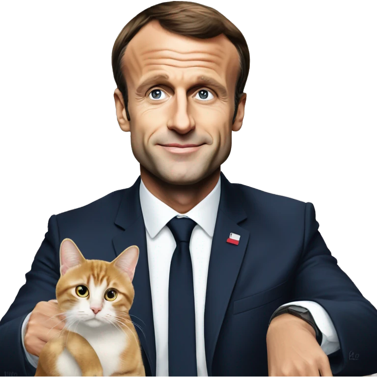 Emmanuel macron avec un chat emoji