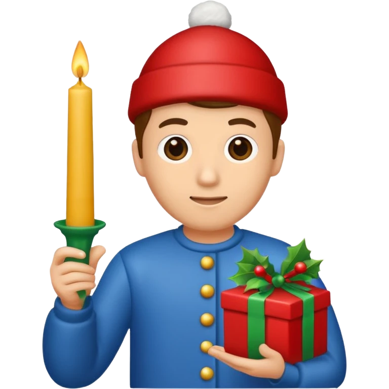 man holding christmass ornamented candle emoji