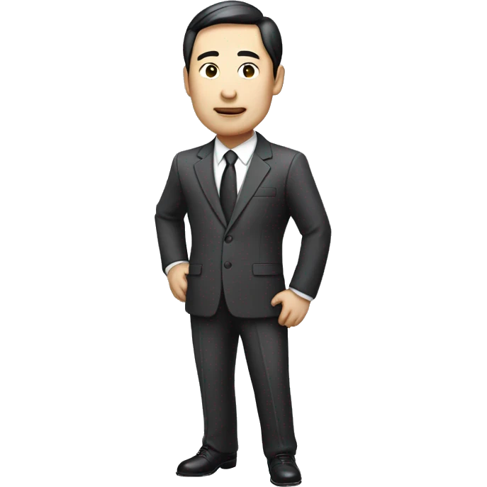 rich chinese man with narrow eyes full length in suit emoji