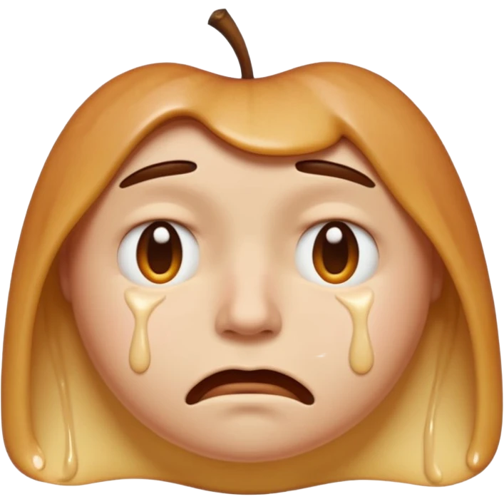 Apple-style emoji person inspired by the Apple melting face emoji (🫠), with a slightly drooping lower face due to heat, solid soft texture, annoyed and exhausted expression, raised eyebrow, unimpressed half-closed eyes, subtle sweat drops, consistent skin color, no dripping or glossy liquid effec. emoji