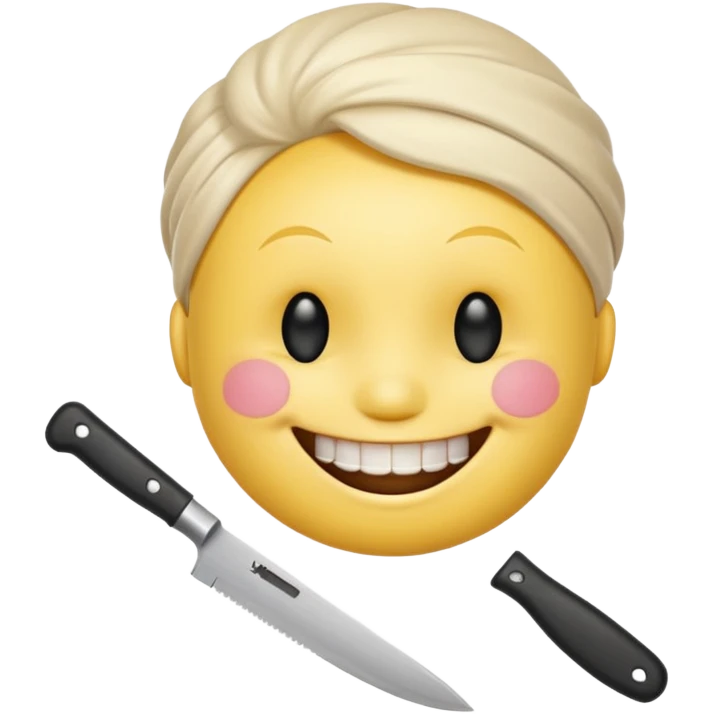 smiley emojie with knife in hand with pookie head emoji