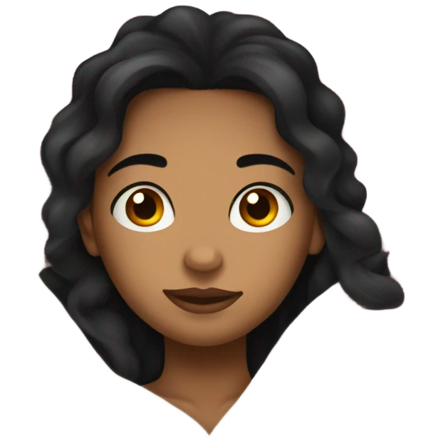 A girl tanned skin with wavy black hair and black eyes under the blanket emoji