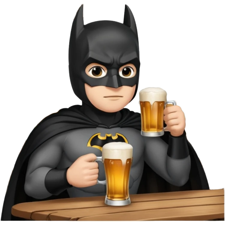Batman au bistrot bois une bière  emoji