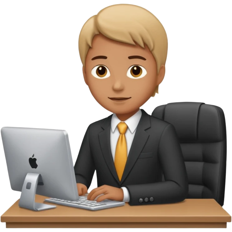 A person in a business suit working on a computer emoji