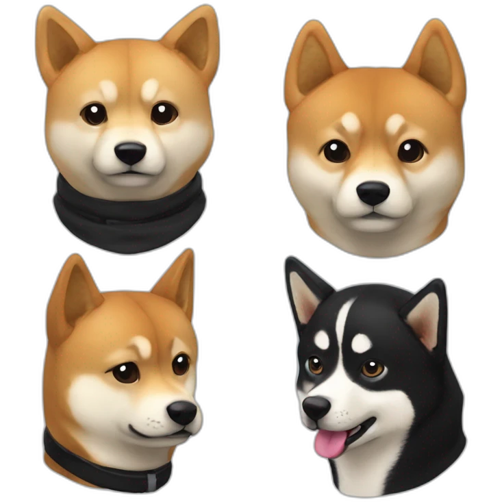 Squeezie en Shiba, Cyprien en cœur,normand avec un haut de forme et tibo inshape géant emoji