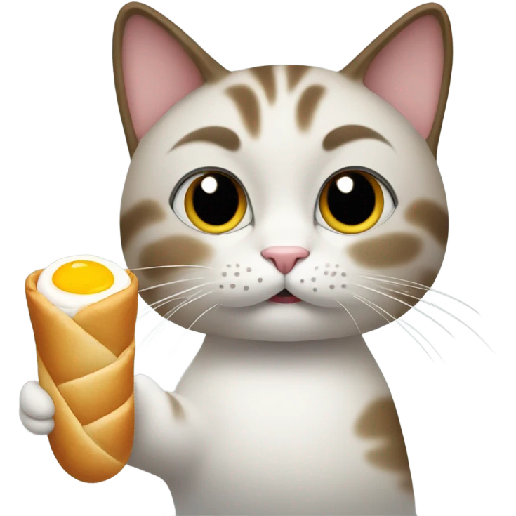 Cat holding a eggroll emoji