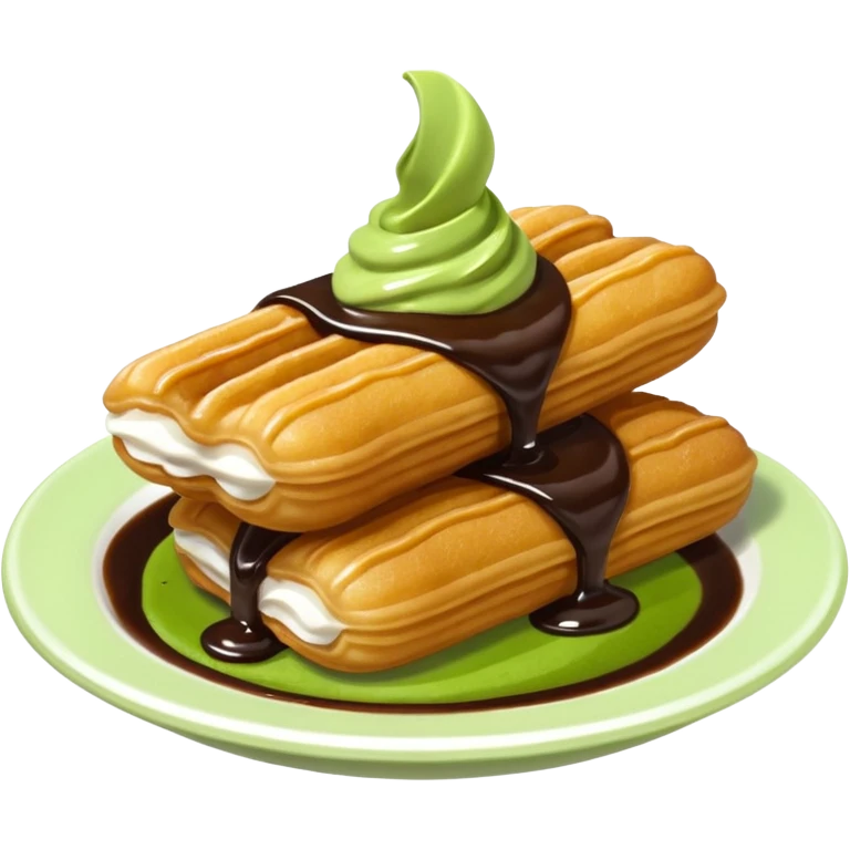 mini churros with chocolate and matcha topping emoji