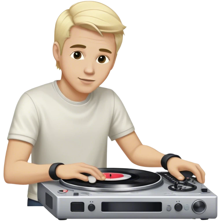 White dj blonde hair male scratching the turntable emoji
