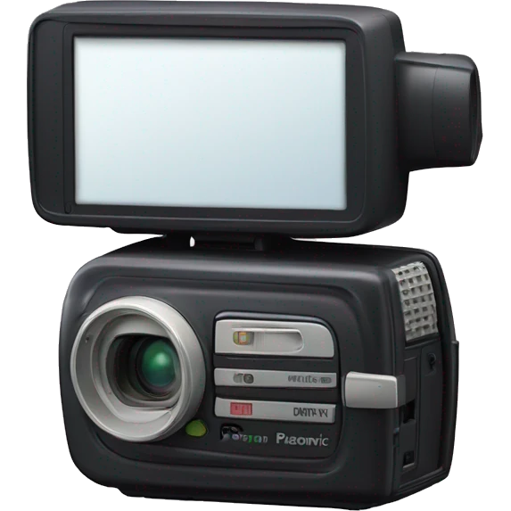 small 1990s Panasonic handheld camcorder with flip-out screen emoji