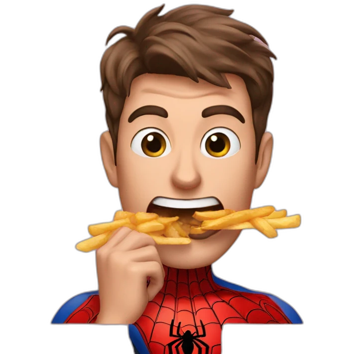 Spider-Man Peter B stuffing fries in mouth emoji