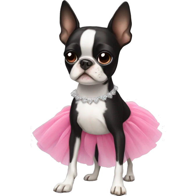 Boston terrier wearing tutu emoji