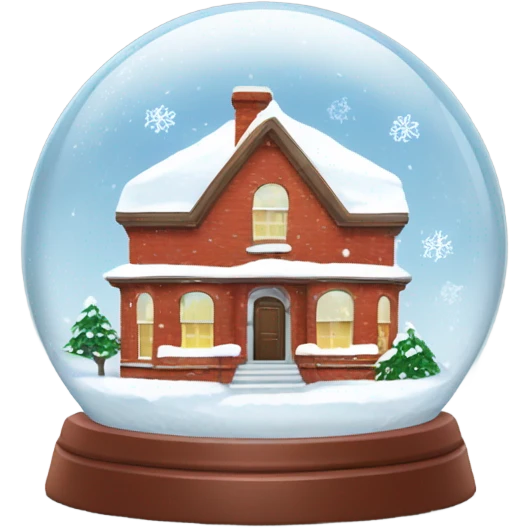 Red brick house in snow globe emoji