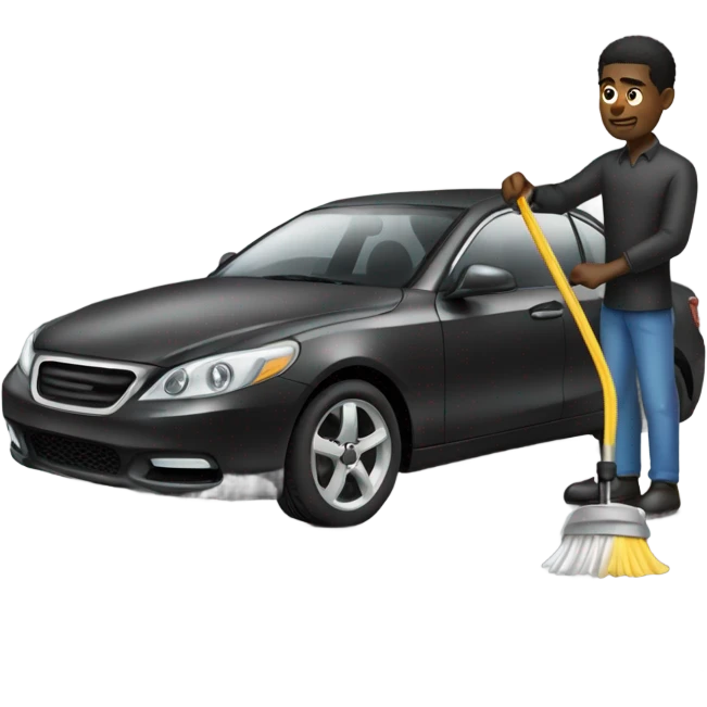 Black man cleaning car  emoji