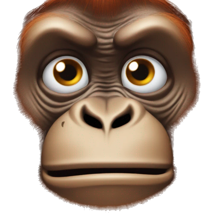 Orangutan making a smirk face  emoji