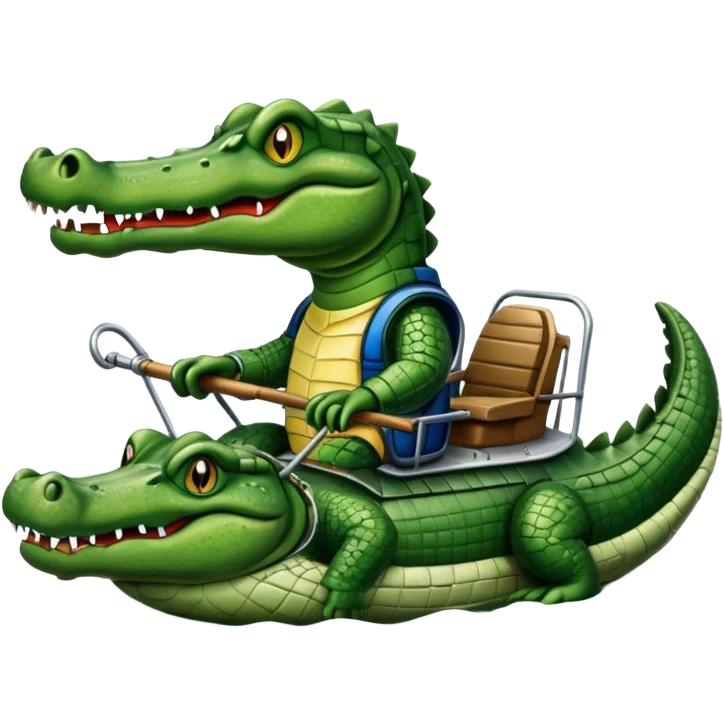 An alligator riding an airboat emoji
